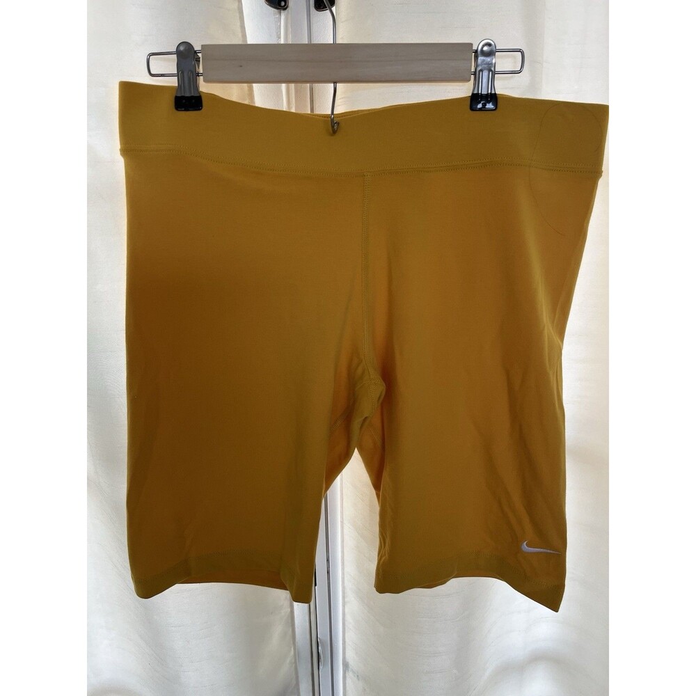 Nike Women’s Tight Fit Biker Shorts XL Yellow Mid Rise Stretch Activewear NWT